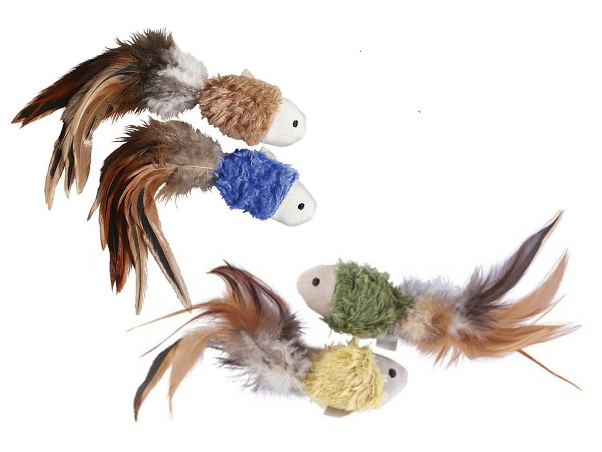 KONG Cat Toy Natural Crinkle Fish Plush Toy with Feathers, Blind
