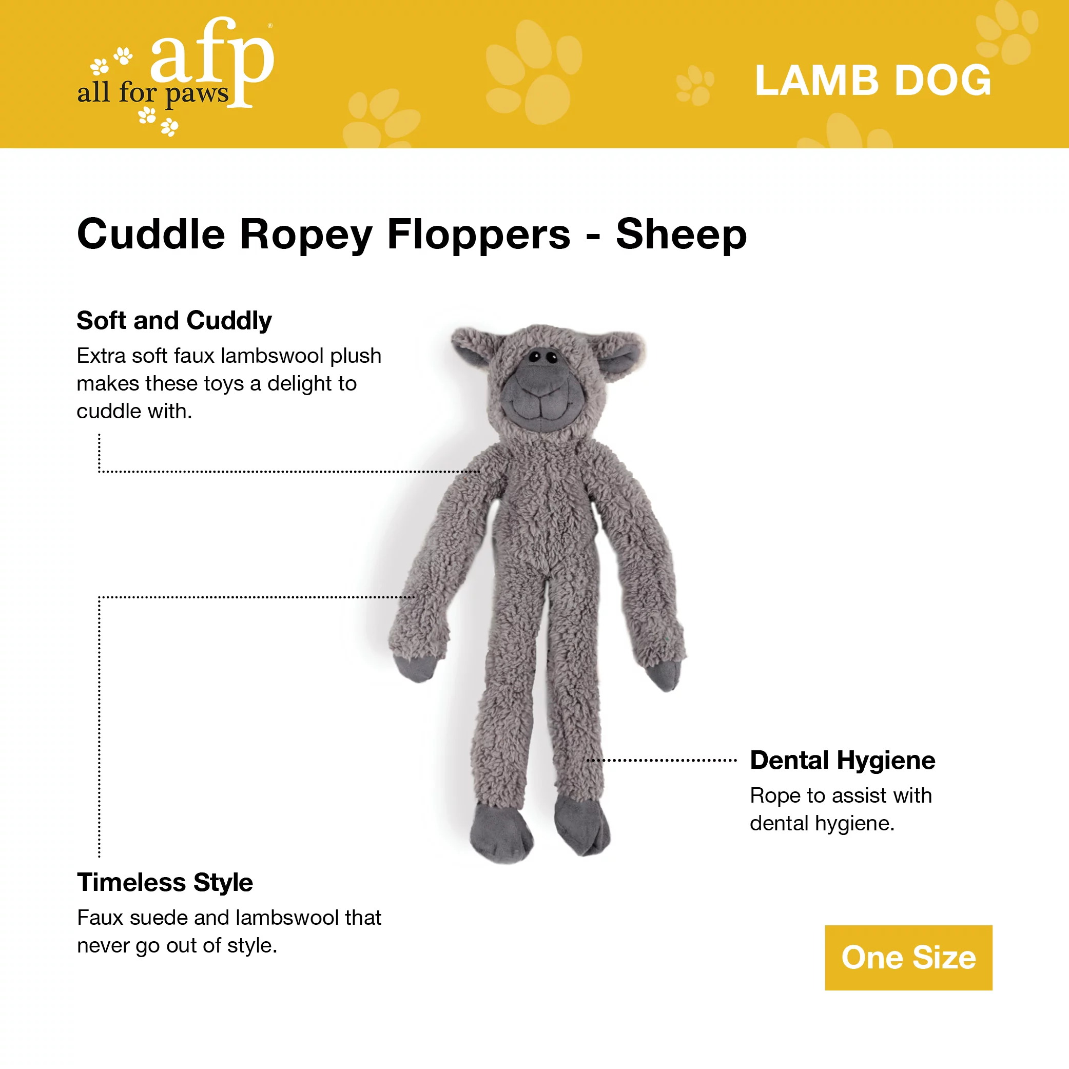 AFP Dog Toy - Lambs wool Cuddle Ropey Floppers - Marmaduke Pets