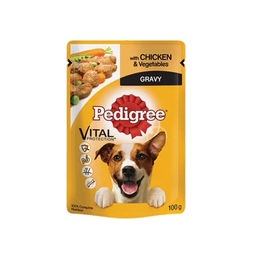 Pedigree Adult Chicken & Vegatable in Gravy (1 Box of 12 X 100g Pouches)
