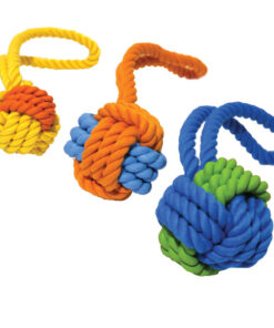 Tough Twist Rubber & Rope Ball Tug