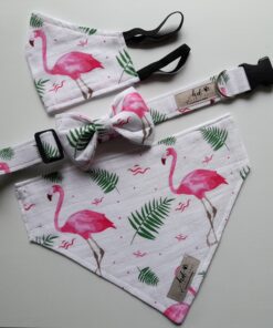 Flamingo Collar, Bowtie & Bandana