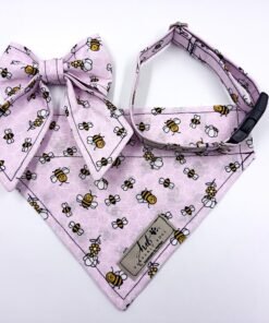 Pink Bees Collar, Girly Bow & Bandana (Girl)