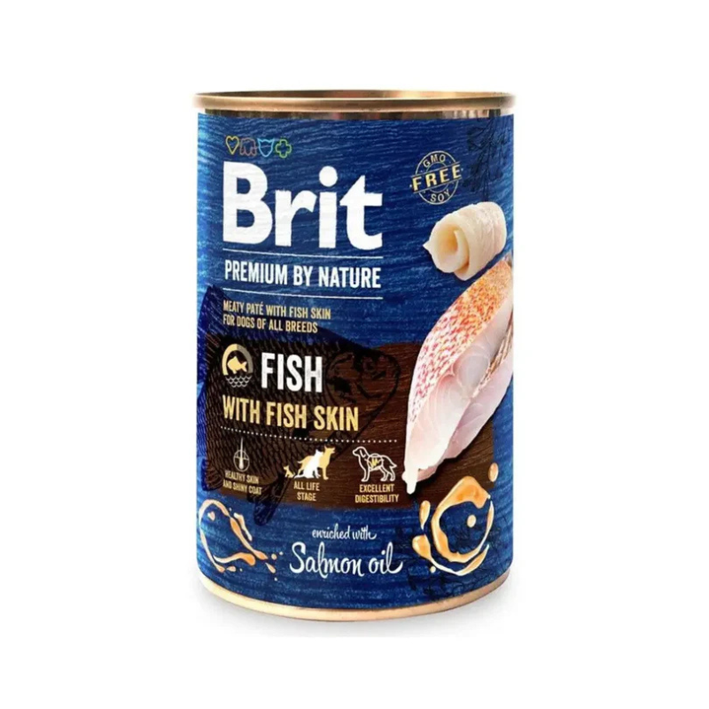 Brit Fish with Fish Skin Wet Dog Food Can
